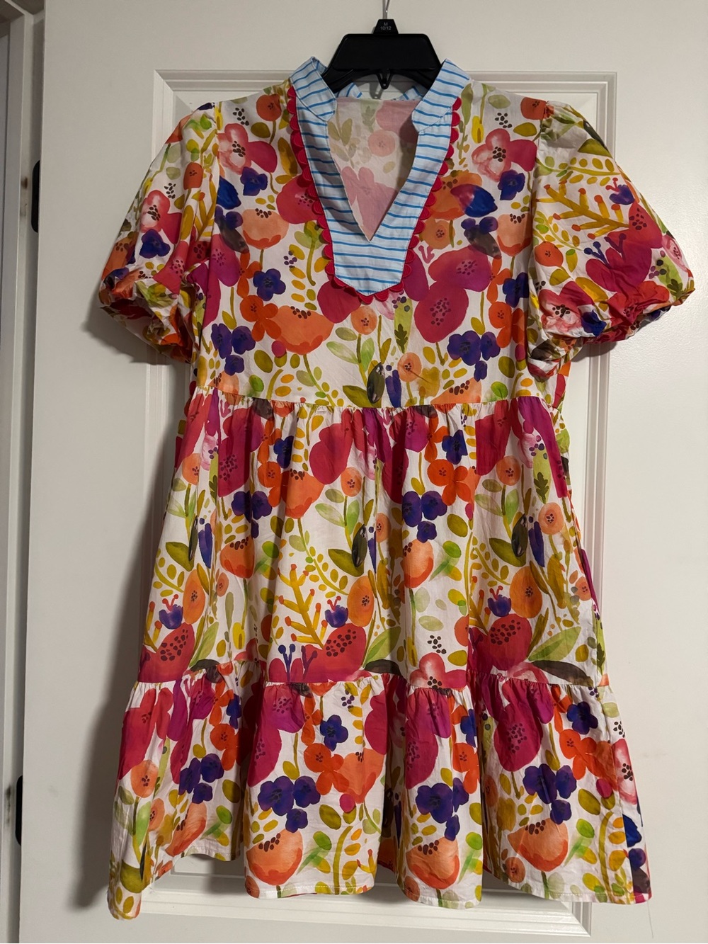 Floral Tiered V-Neck Dress - Pink & Multicolor